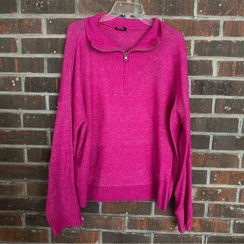 Plus Size Pink Women’s Boohoo Quarter Zip Sweater